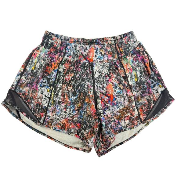 LULULEMON Hotty Hot Short II *Long 4” Size 4 Vitalize Multi Black EUC B9 - Picture 2 of 6